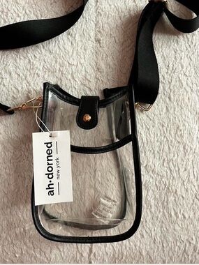 ah.dorned New York Clear Crossbody Shoulder Bag in Black Trim